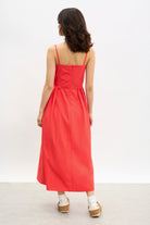 Bright red pleated skirt strappy dress_3