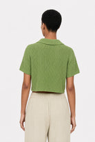 Bright green linen blend short sleeved cardigan_2