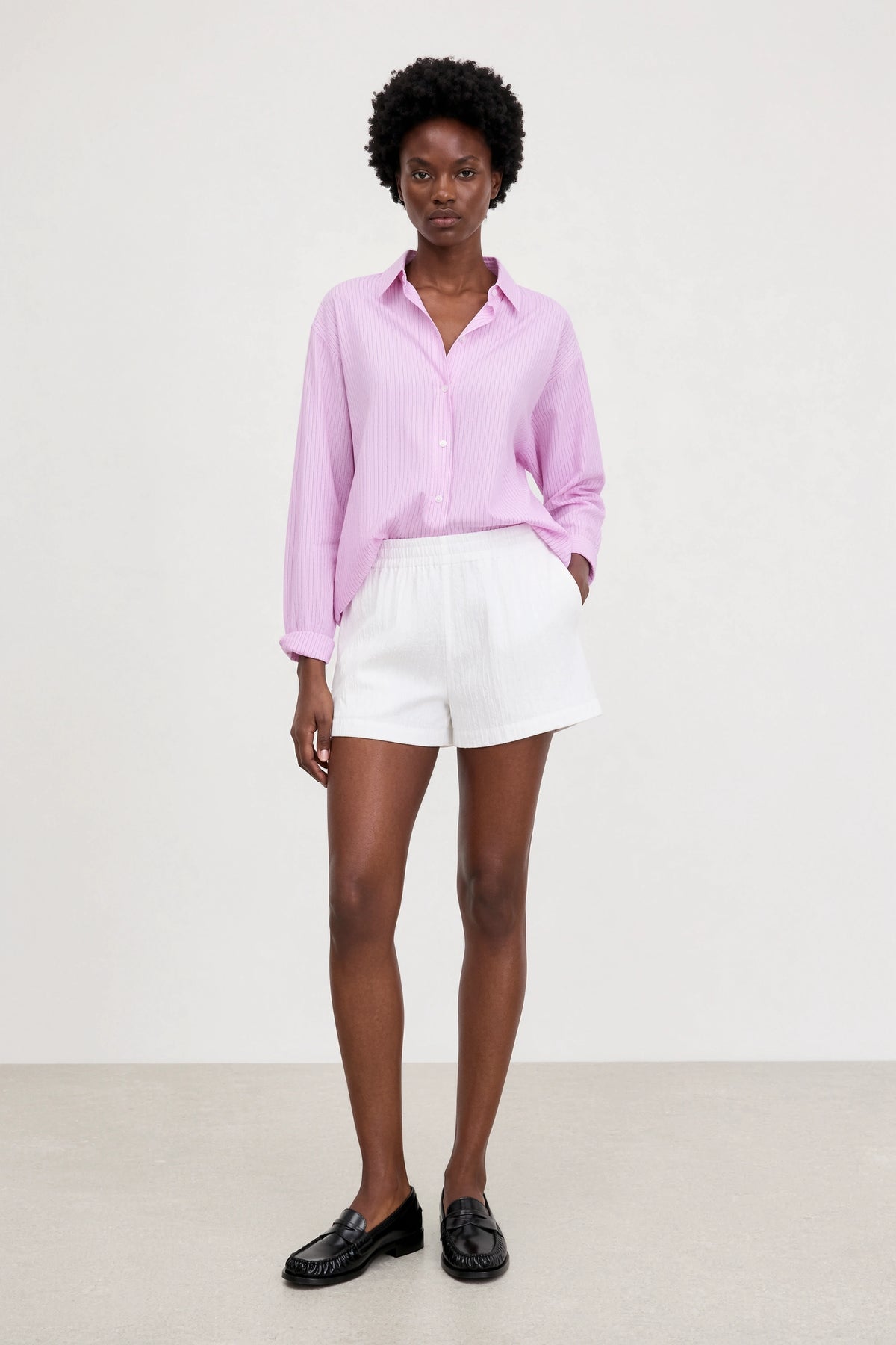 Bright pink and ivory striped shirt_4
