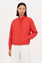 Bright red zip up short sports jacket_4