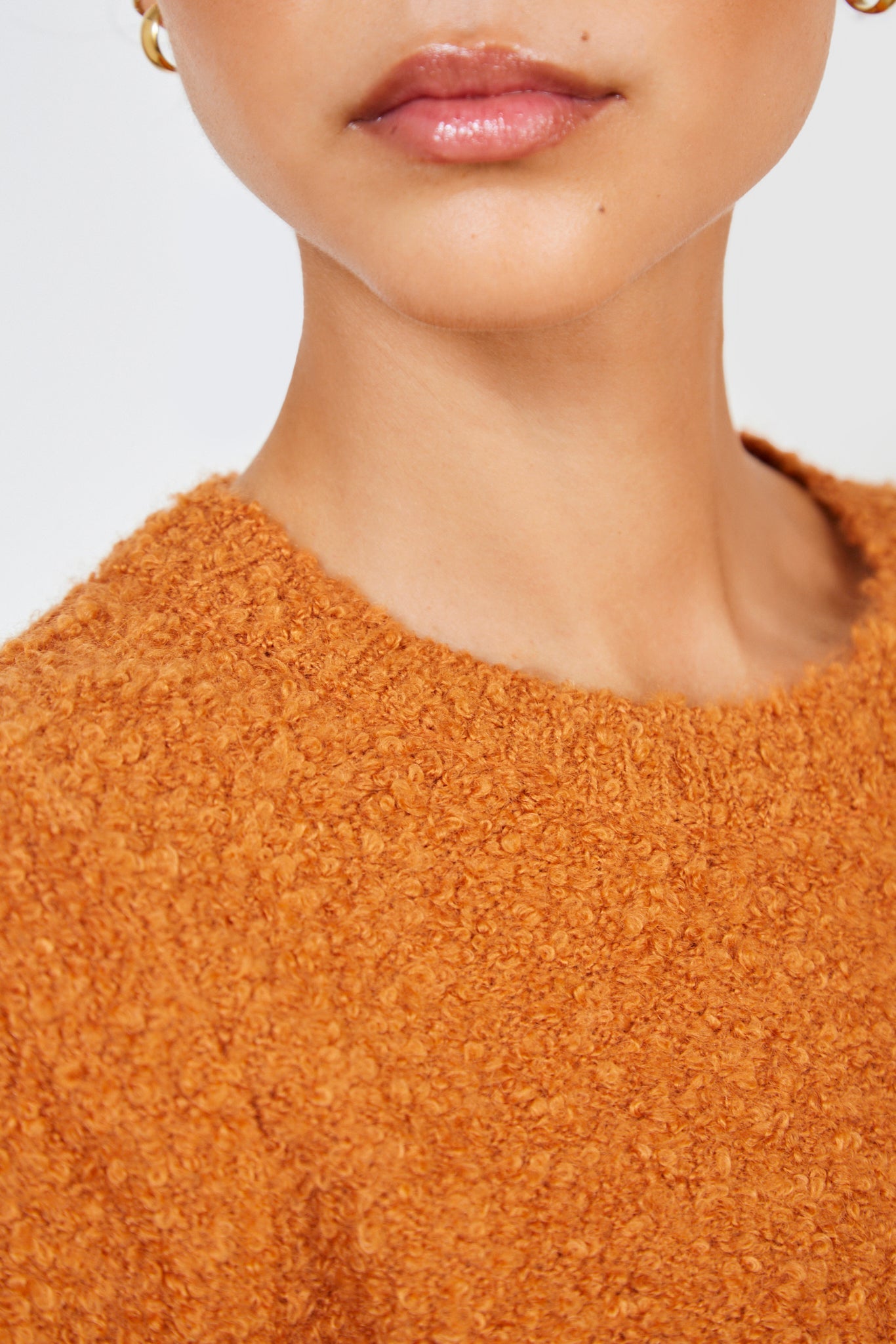 Bright orange textured poodle knit tee_5