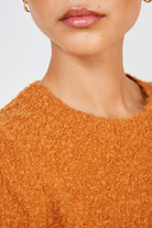 Bright orange textured poodle knit tee_5