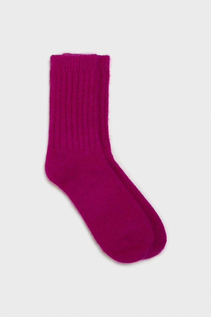 Bright purple angora ribbed socks_1