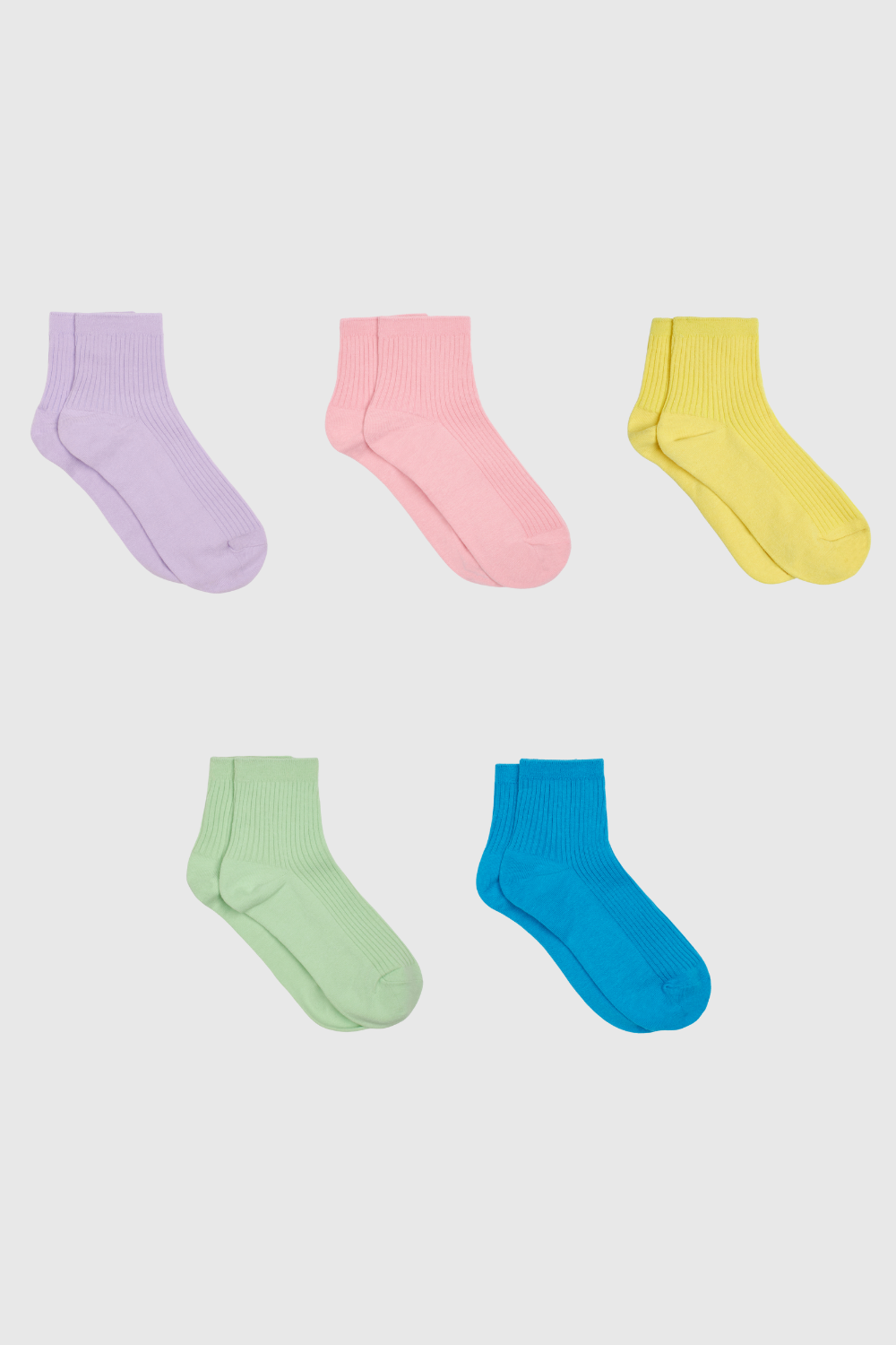 Bright short cotton blend socks - Set of 5