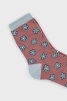 Brown and blue daisy print socks_2