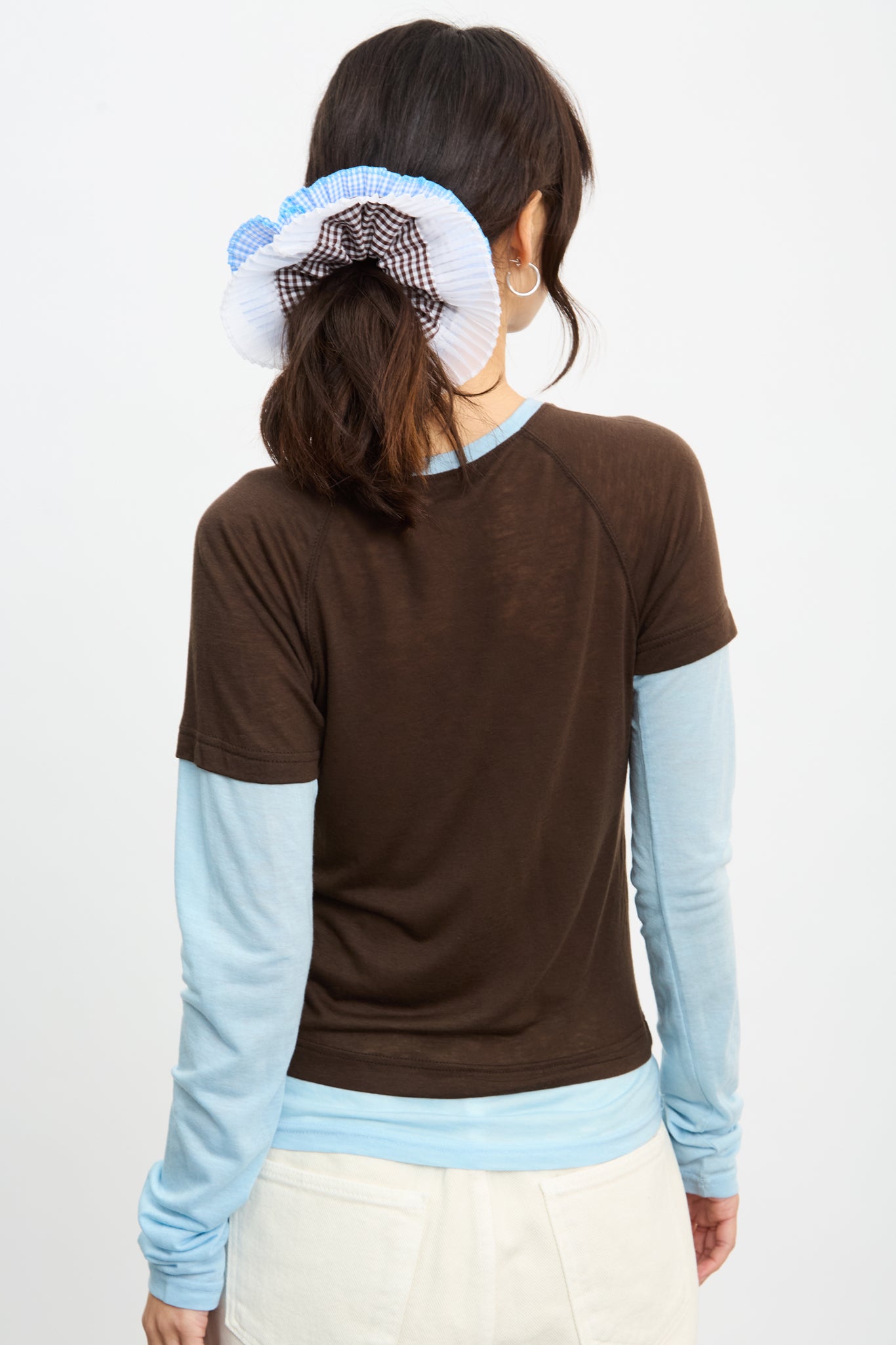 Brown and blue raglan layered tee_2