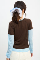Brown and blue raglan layered tee_2