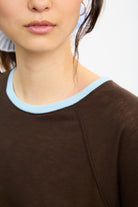 Brown and blue raglan layered tee_3