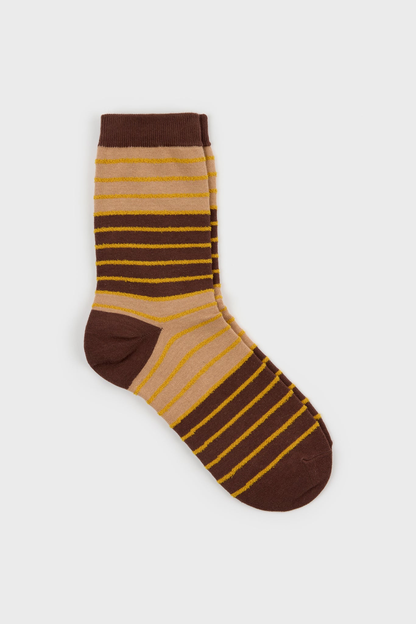 Brown and mustard horizontal stripe socks_1