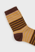 Brown and mustard horizontal stripe socks_2