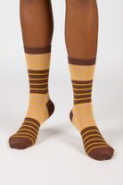 Brown and mustard horizontal stripe socks_4