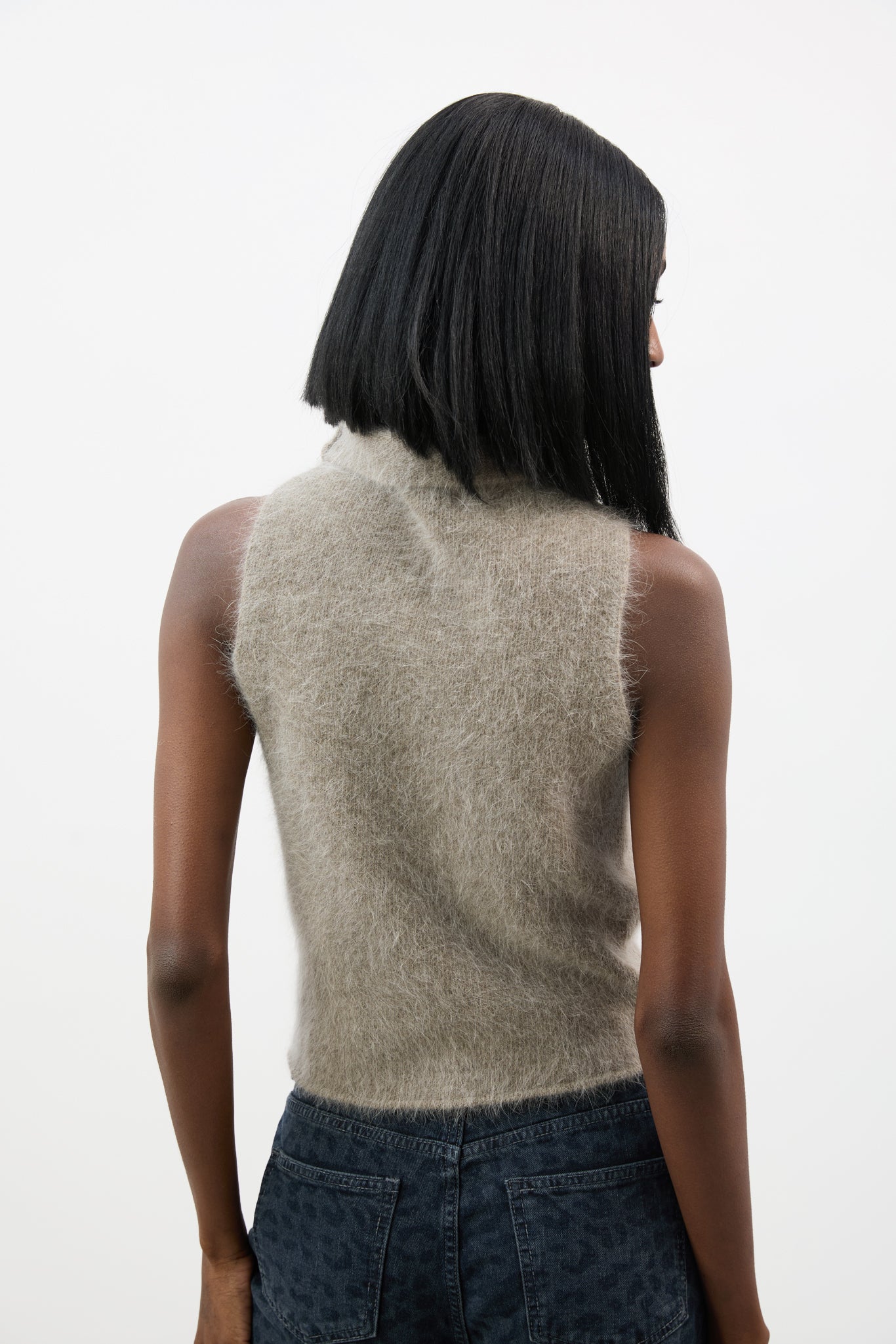 Brown angora wool blend mock neck knit top_2