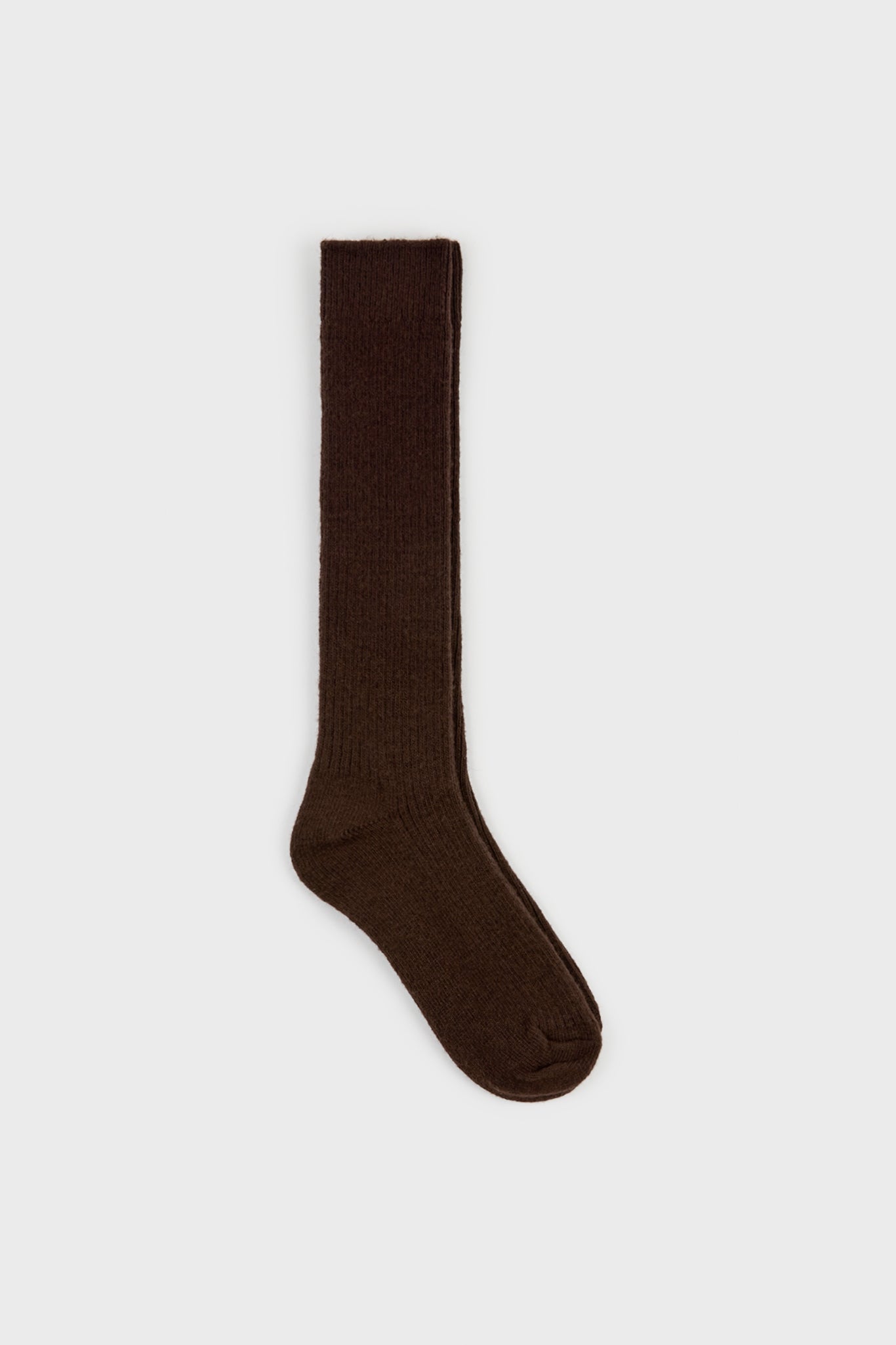 Brown cashmere alpaca blend knee high socks_1