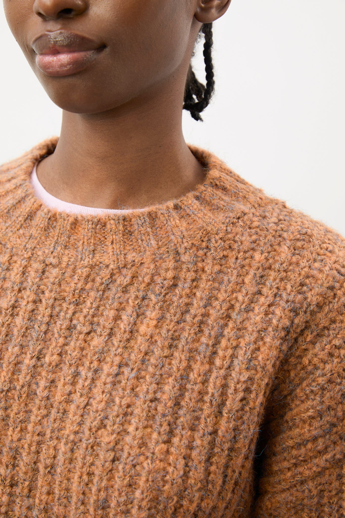 Brown flecked chunky knit cropped jumper_3
