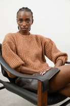 Brown flecked chunky knit cropped jumper_5