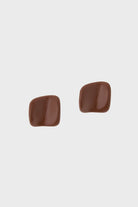 Brown organic square earrings_2