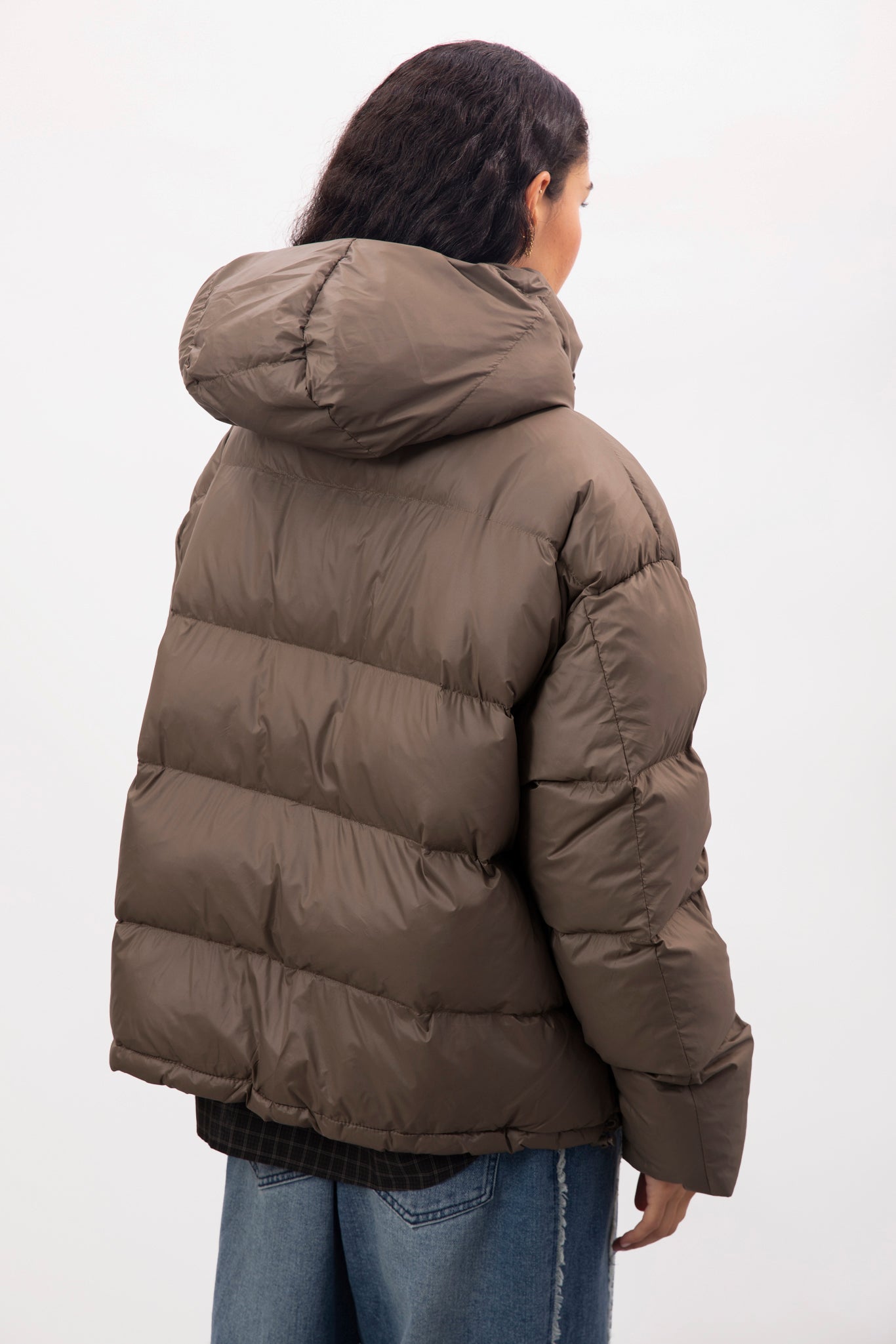 Brown oversized duck down puffer jacket_3