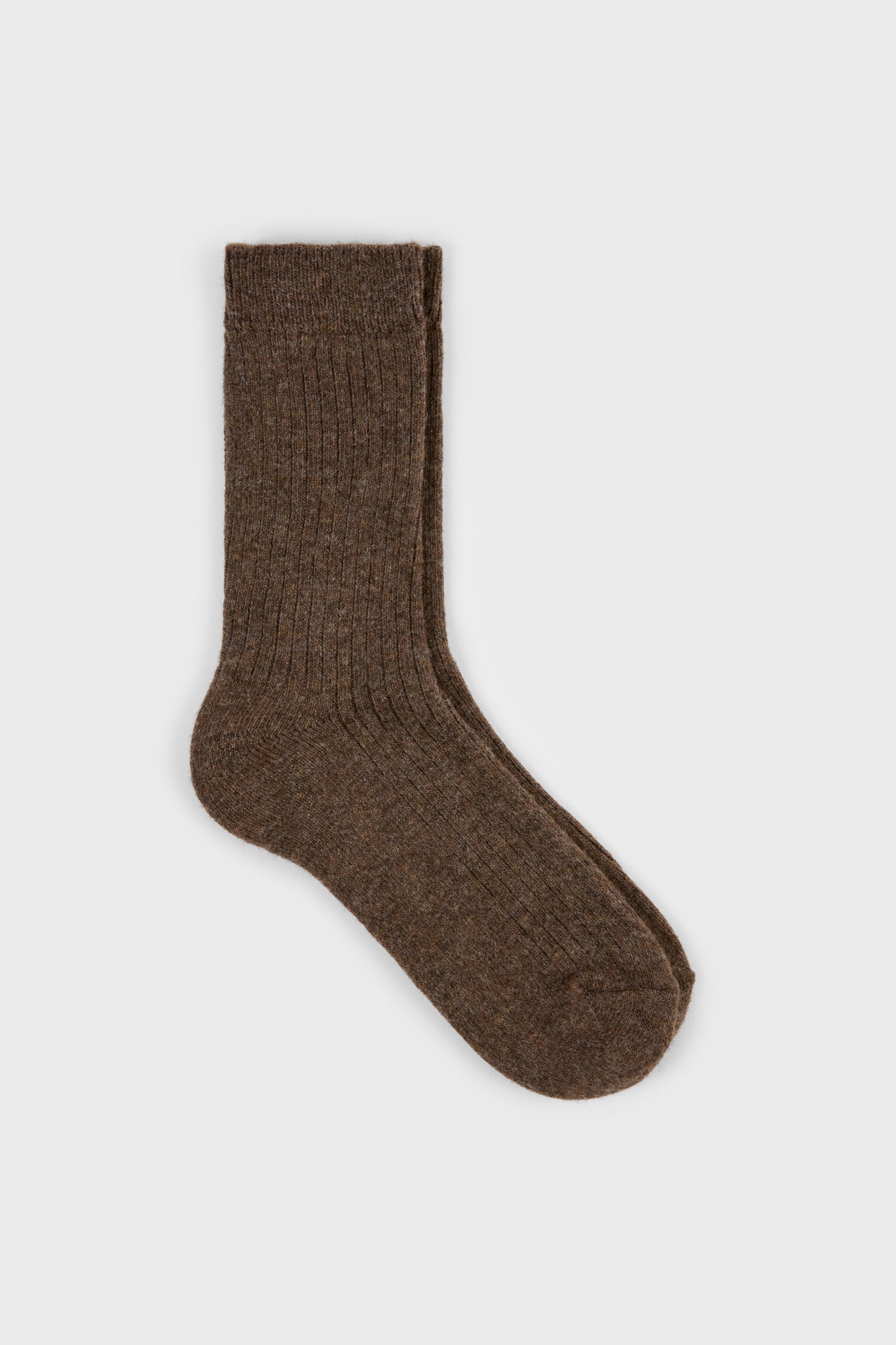 Brown ribbed cashmere wool blend socks_1