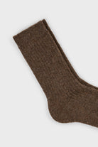 Brown ribbed cashmere wool blend socks_2