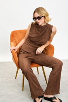 Brown ribbed skirt trousers_5
