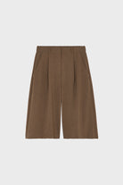 Brown smart pleated tailored shorts_1