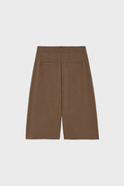 Brown smart pleated tailored shorts_2