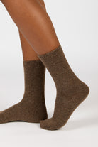 Brown smooth cashmere wool blend socks_3