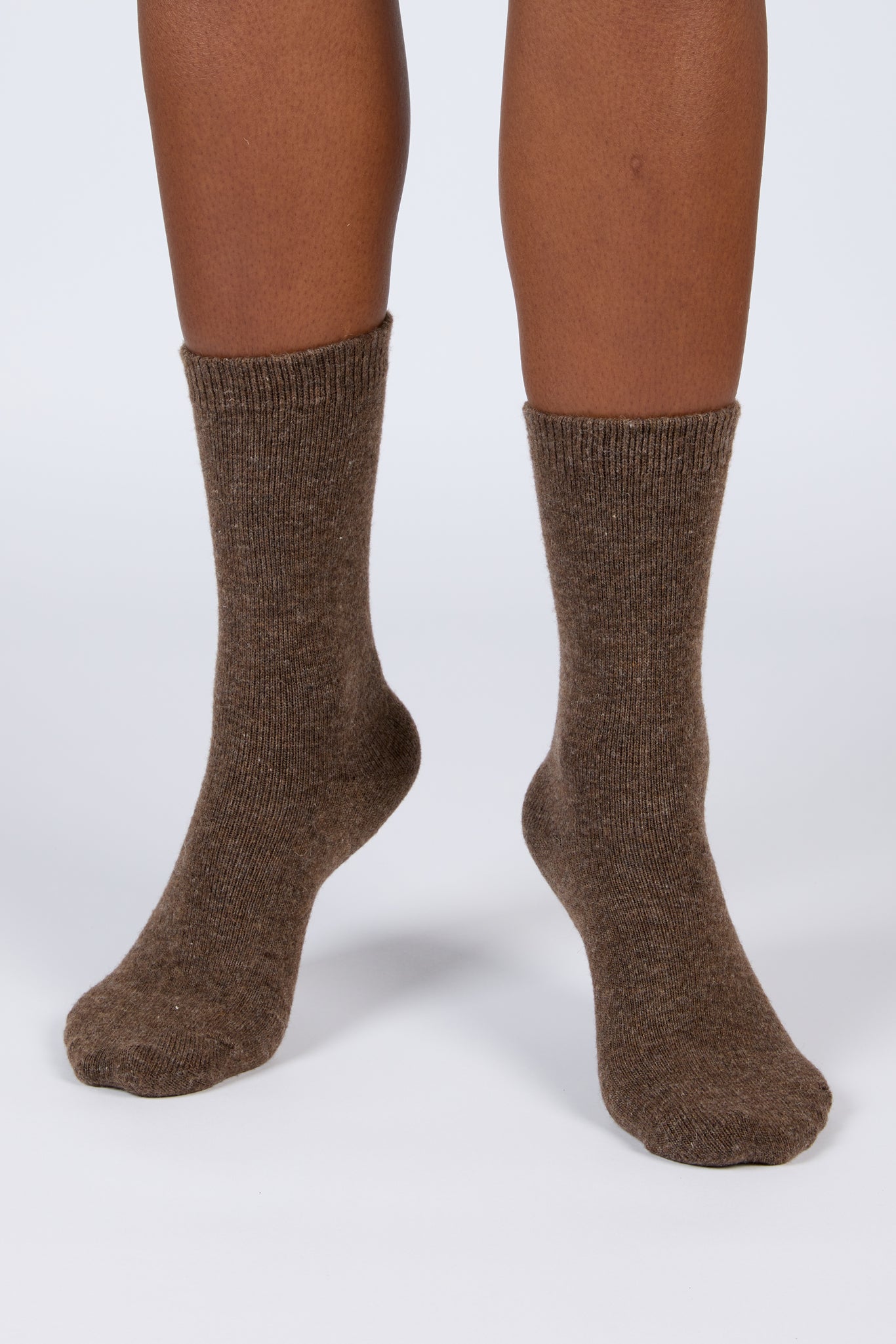 Brown smooth cashmere wool blend socks_4
