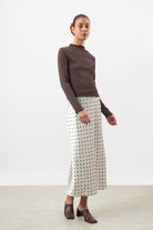 Brown textured mock neck top_4