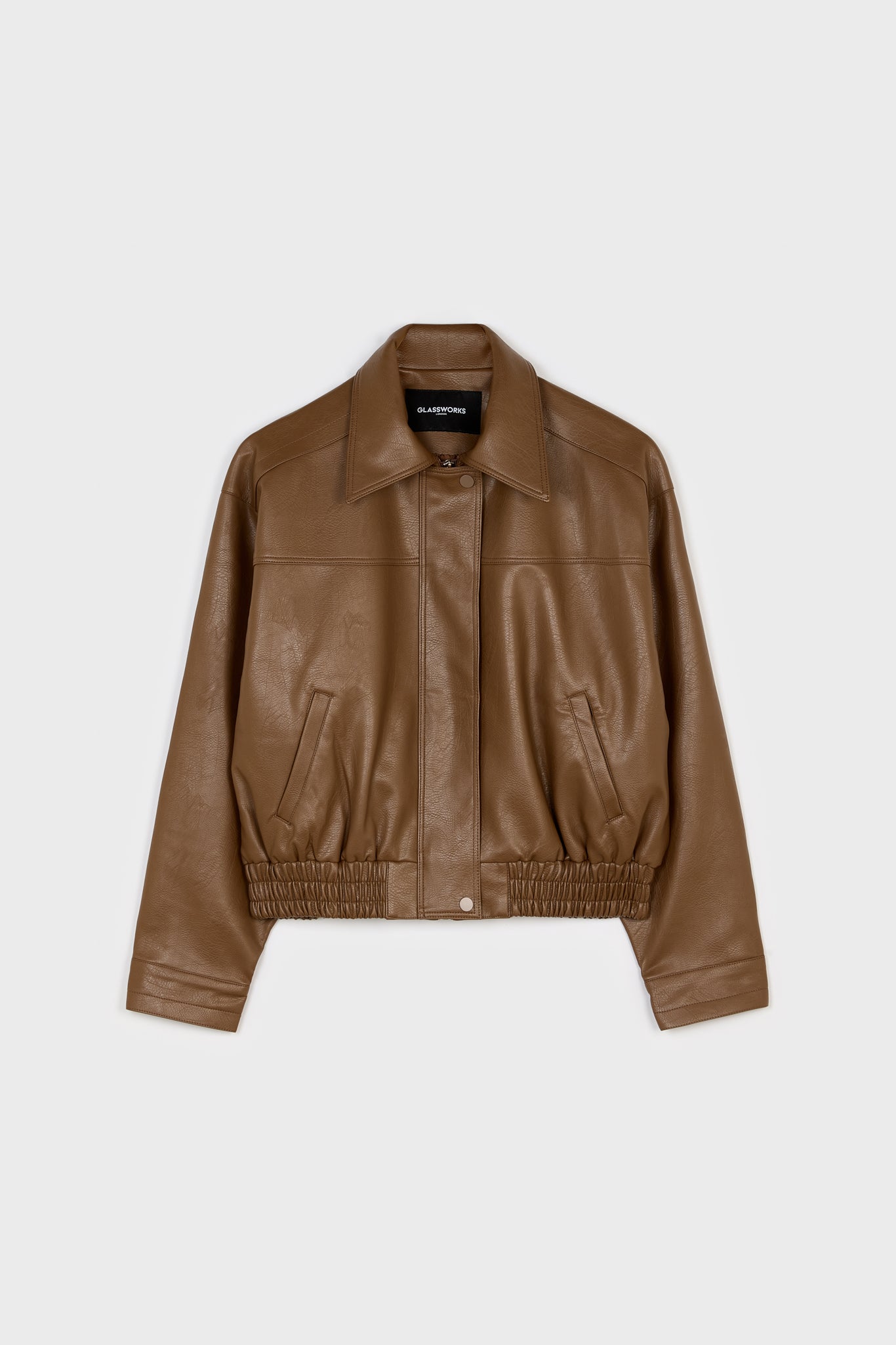 Brown vegan leather short jacket_6