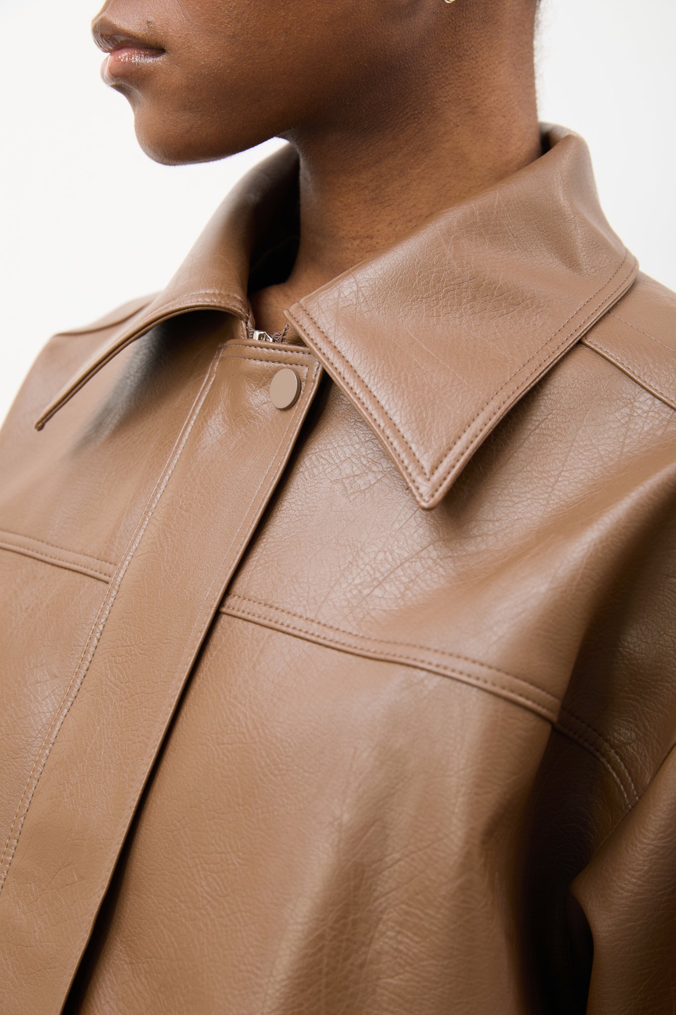 Brown vegan leather short jacket_3