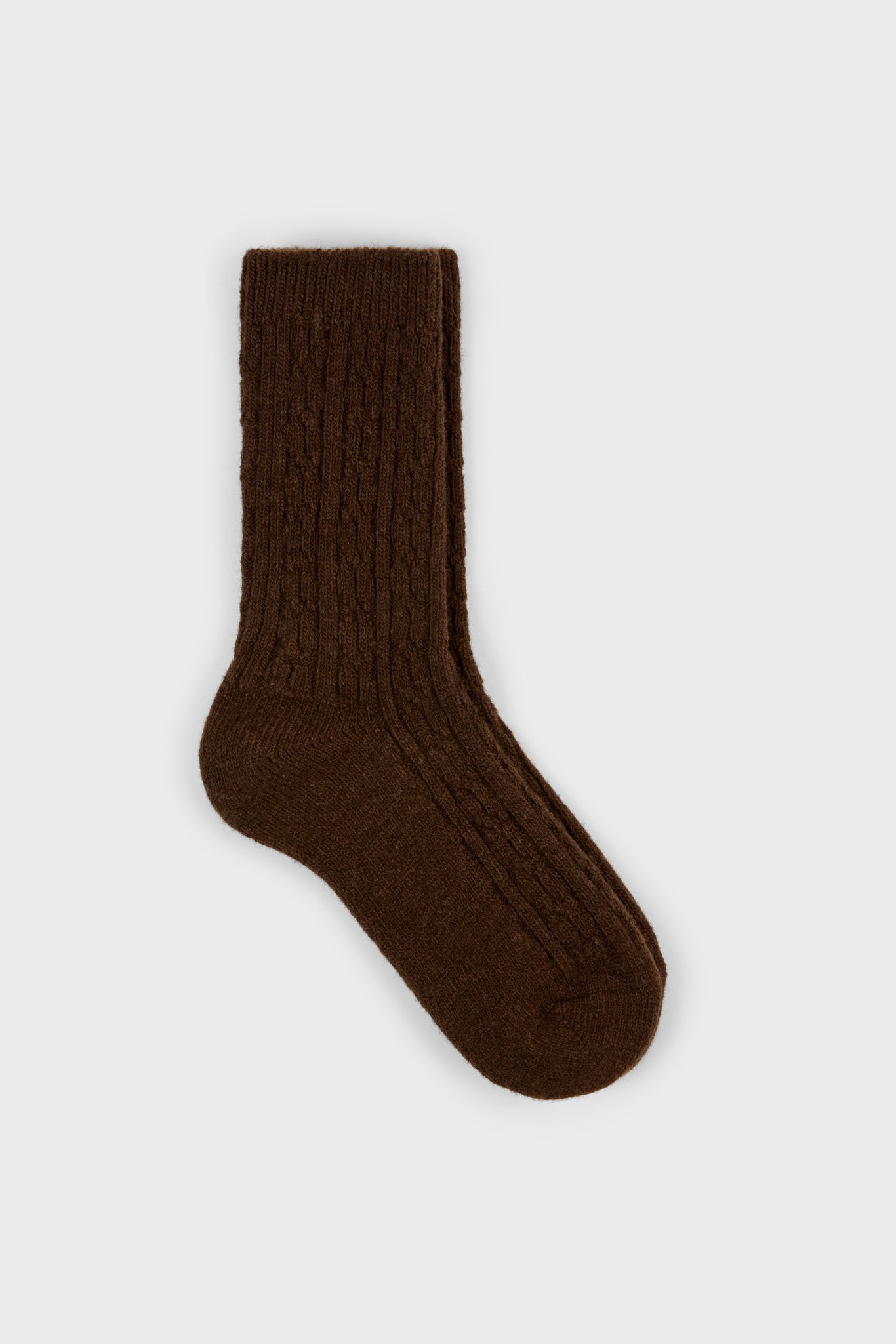 Brown wool blend cableknit socks_1