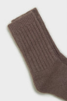Brown angora ribbed socks_2