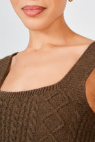 Brown cableknit thick strap tank_4