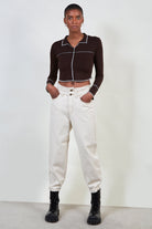 Brown contrast trim top_5