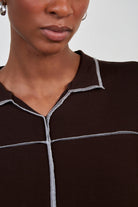 Brown contrast trim top_4