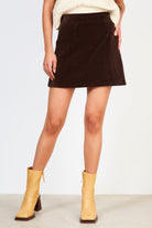 Brown thick ribbed mini skirt_2