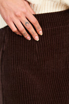 Brown thick ribbed mini skirt_5