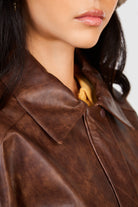 Brown vegan leather zip up jacket_6
