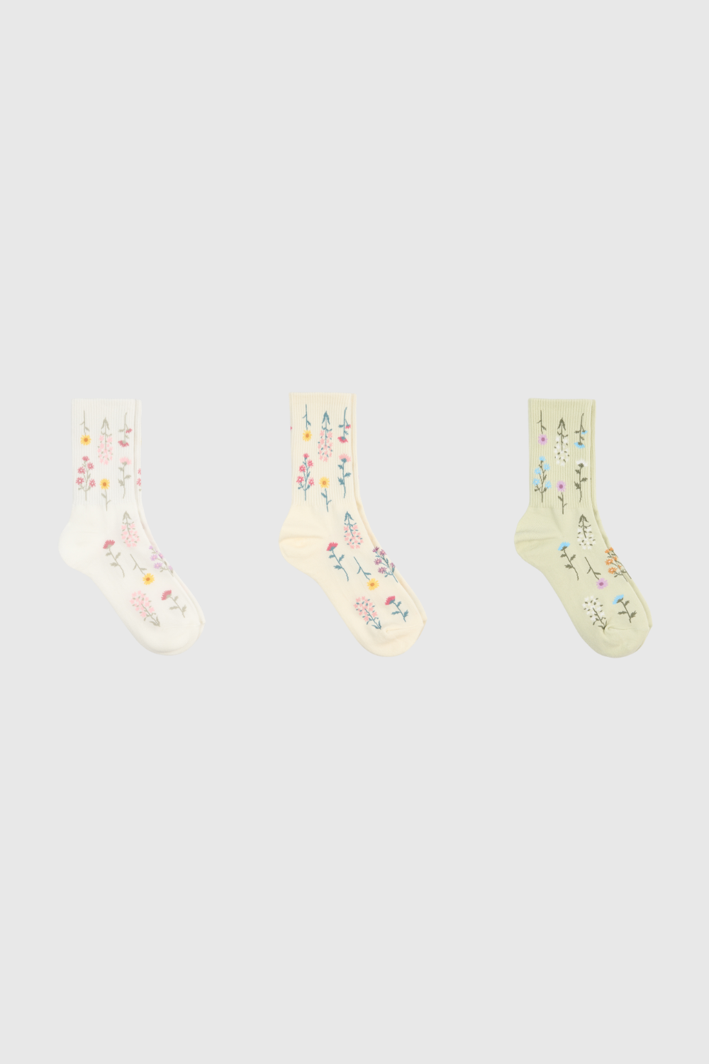 Scattered wild flower socks - Set of 3