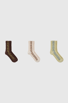 Floral strip socks - Set of 3