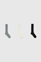 Dark thin ribbed long cashmere blend socks - Set of 3