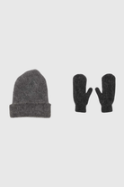 Charcoal grey mohair beanie and mittens set