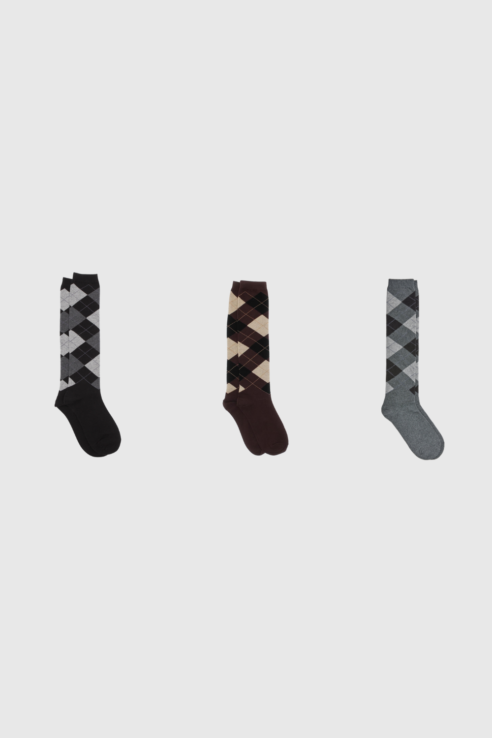 Argyle knee high socks - Set of 3