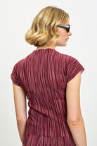 Burgundy and pink micro ribbed pleated top_2