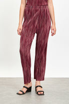 Burgundy and pink micro ribbed pleated trousers_1