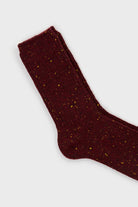 Burgundy fleck wool blend ribbed socks_2
