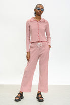 Burgundy gingham and burgundy trim button up top_4