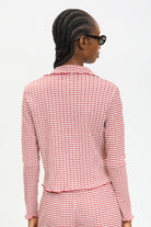 Burgundy gingham and burgundy trim button up top_2