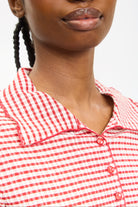 Burgundy gingham and burgundy trim button up top_3